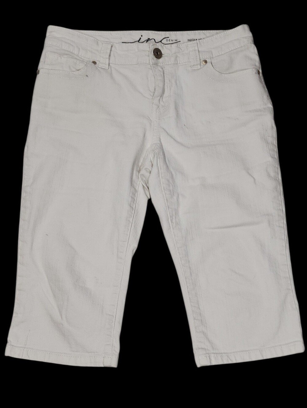 INC International Concepts White Denim Capri Pants Cropped 5-Pocket. 6P